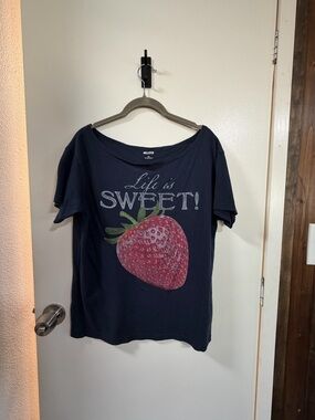 Hollister Navy 'Life is Sweet' Strawberry Tee